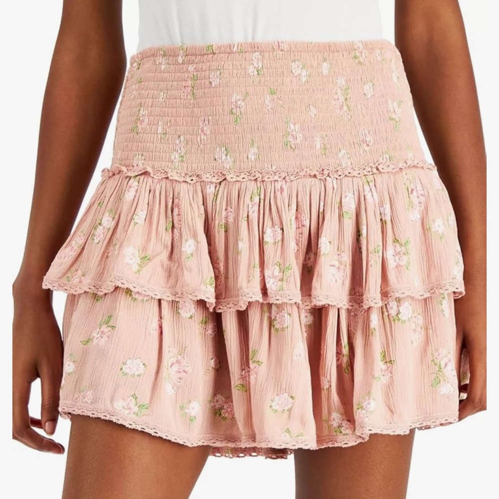 Lucky Brand Pink Tiered Bubble Mini Skirt